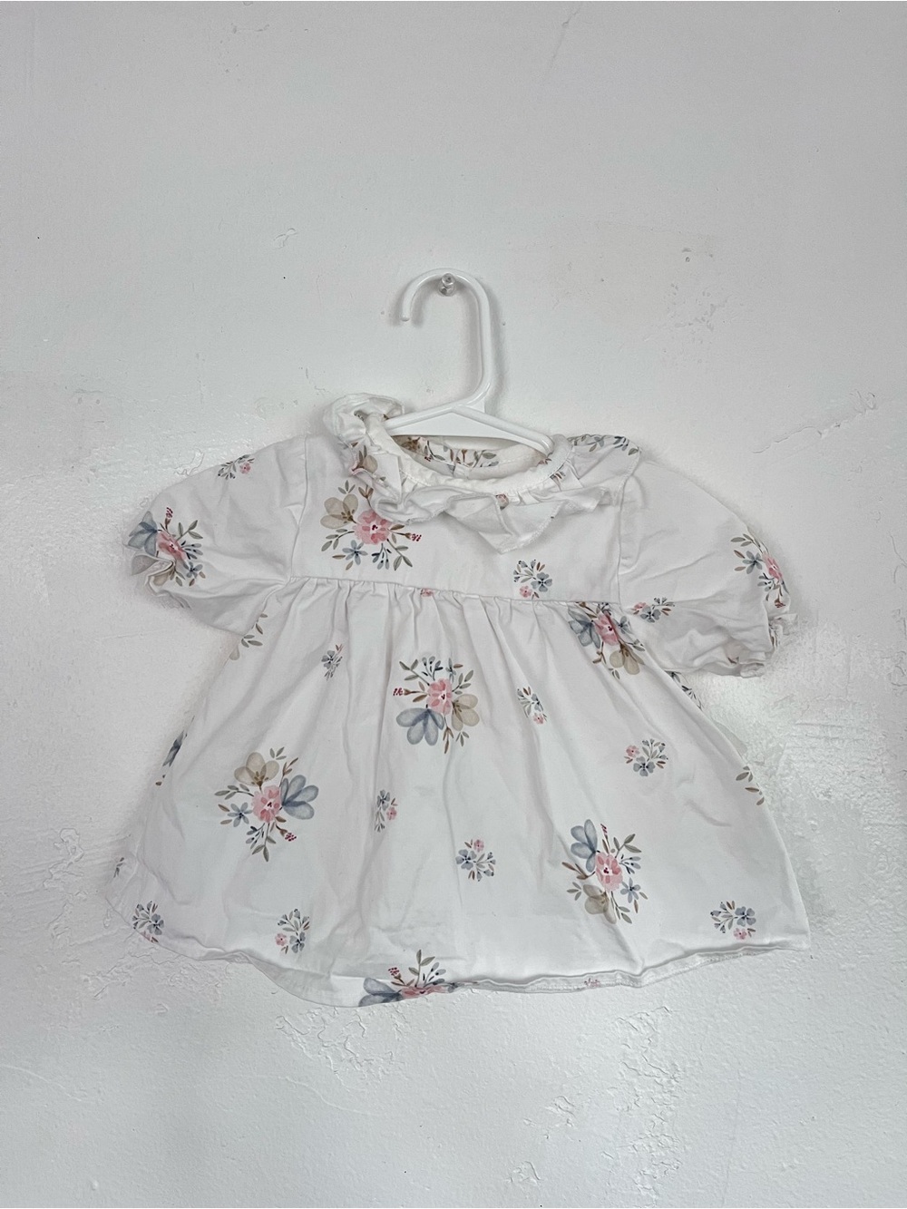 Baby Girls White Floral Ruffle Collar Blouse
